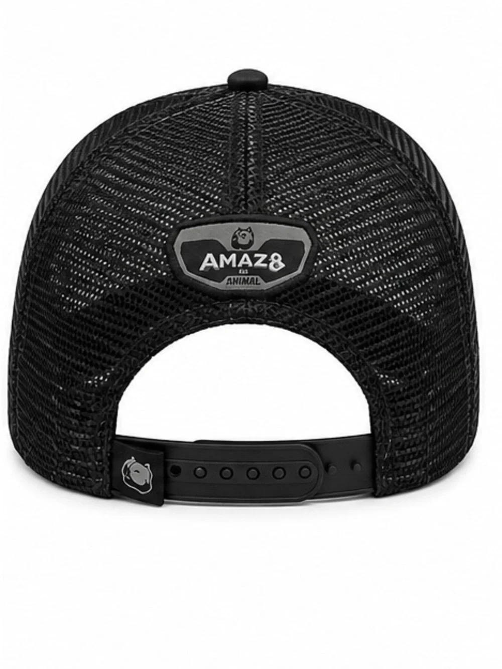 Black Trucker Hat Bear Embroidered Patch Western Mesh Snapback Cap Silver Bill